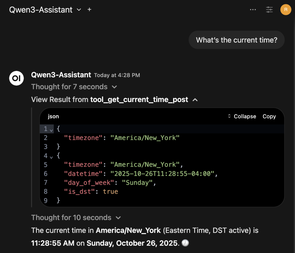 Open WebUI chat window